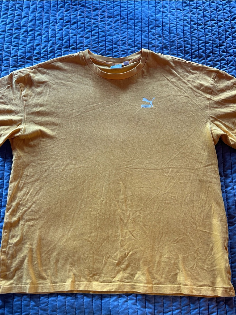 Puma Men's Short Sleeve Tee in Mustard Yellow with Small Logo